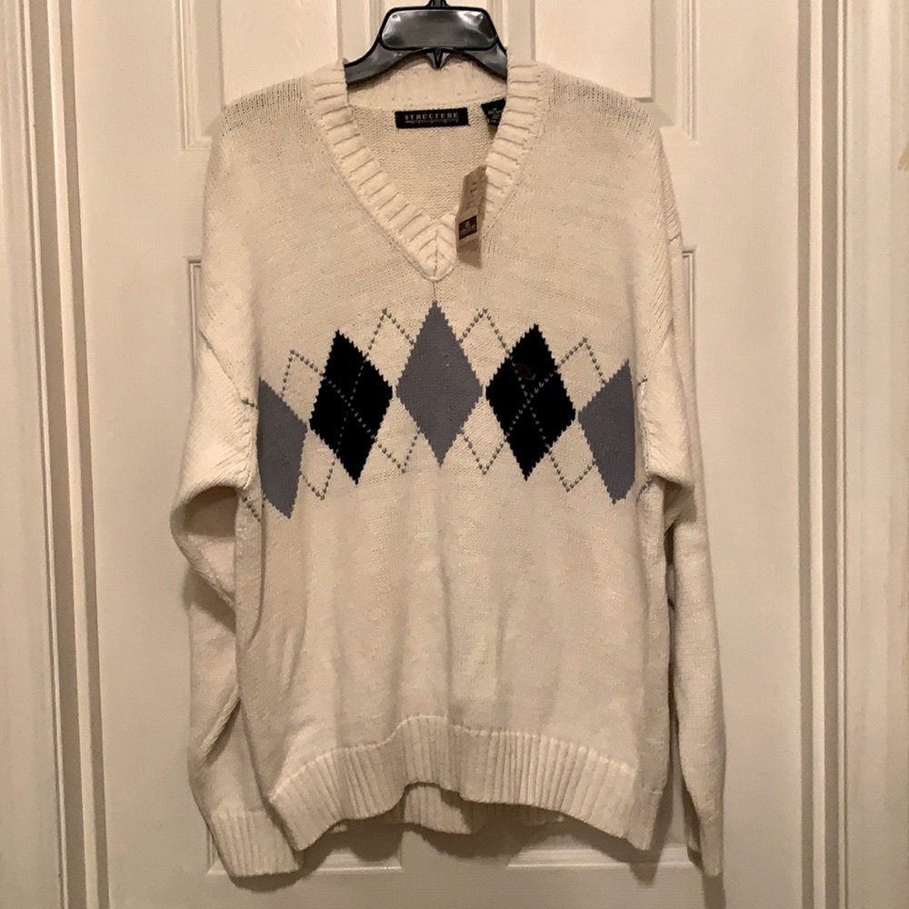 VINTAGE Structure Men Grandpa V Neck Sweater Sz M NWT